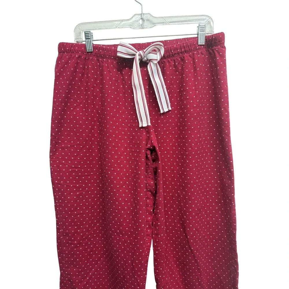 Gillian & O'Malley Pajama Pant Size LG Women's Polka Dot Red Flannel Sleep Pants